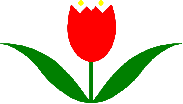 The image shows a red tulip with green leaves on top of it against a black background.