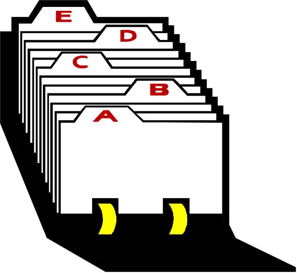 The image shows a computer file directory with folders labeled A through E on an electronic device screen displaying icons for files B to D in each folder. There is no visible text within the directories indicating their names, and there's also one icon that appears to be of a floppy disk drive at the bottom right corner. The background color behind these elements seems dark gray or black. This image has been edited with an overlay effect giving it a pixelated appearance similar to early computer graphics from 1980-era systems, and there is no visible text within this