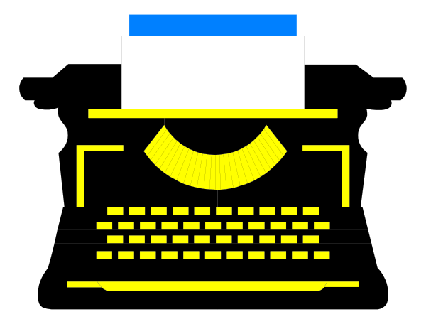 The image shows a computer monitor with an open document on it that has text inside of what appears to be a yellow smiley face icon at its center.