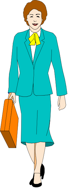 The image shows a woman dressed as an airline flight attendant walking with her luggage on wheels through what appears to be an airport terminal.