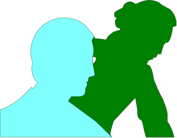 The image shows a black silhouette of two figures against an illuminated background with green highlights on their outlines; it is stylized in a way that suggests motion blur due to movement across different frames, and there's no text present within this small clip-art frame.