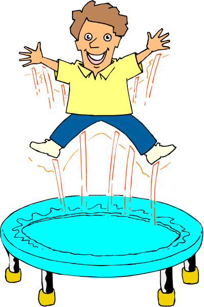 The cartoon shows a person jumping into water from an elevated platform with their arms outstretched for balance.