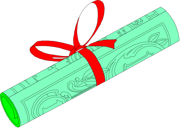 The image shows a scroll with red ribbon tied around it against a black background.