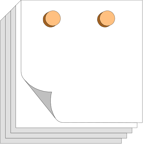 The image shows a white square with two red circles on it against an indistinct background; there is no text present in this clip-art illustration.