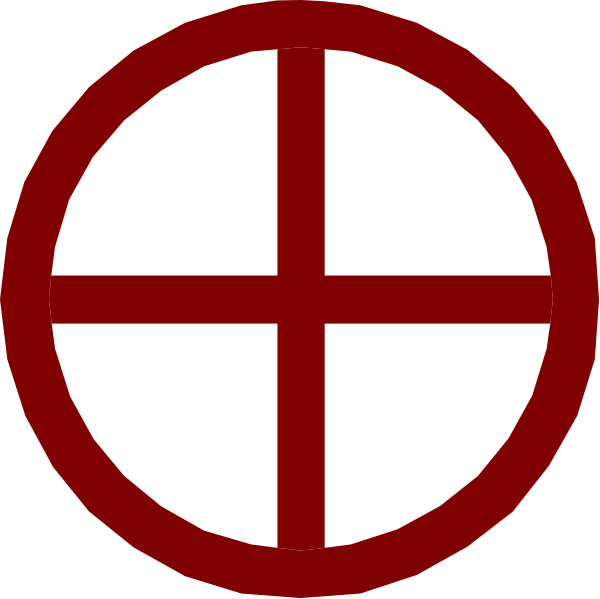 The image shows a red cross symbol on top of another circle with an "X" through it against a black background.
