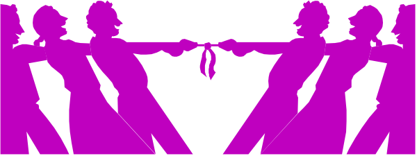 The image shows a group of silhouetted figures standing together with their backs to each other; there is no text present in this clip-art illustration.