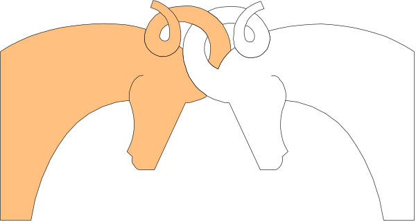 The image shows a black and white cartoon of two horses with their heads close together as if whispering secrets to each other in an indoor stable environment.