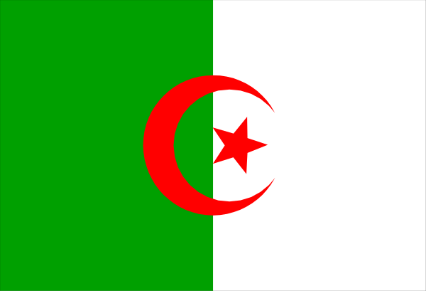 The flag of Tunisia with a red crescent moon on it is displayed against a black background.