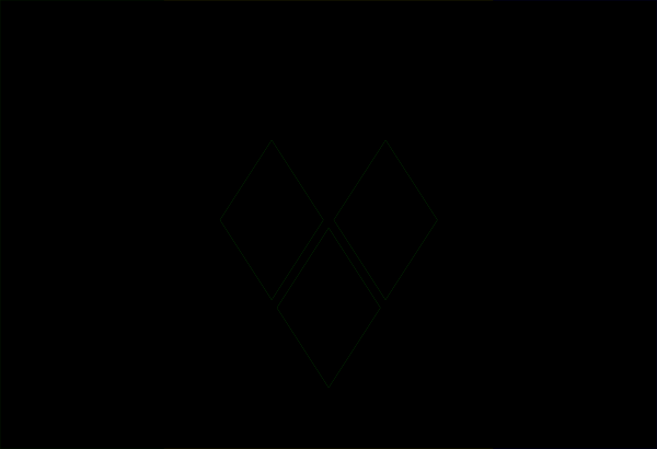 The image shows a black square with white lines forming an abstract pattern on it.