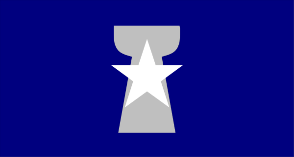 The image shows a black flag with white text on it that reads "STARS AND STRIPES" at both ends of an American-style banner design.