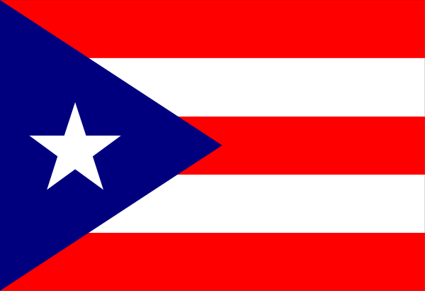 The flag of Puerto Rico with a blue stripe on its right side.