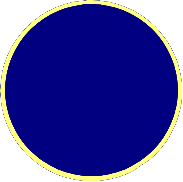 The image shows two blue circles with a white border on top of each other against a black background.
