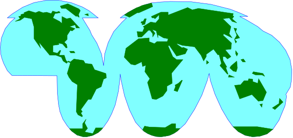The image shows a stylized representation of Earth with continents visible against an outer space background; there is no text present in this clip-art depiction.
