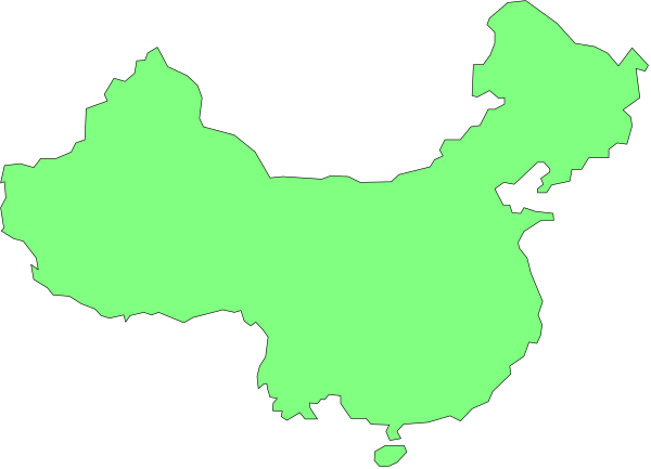 The map shows a stylized representation of China with its provinces labeled; it is colored green on top half and black in bottom half against a gray background.