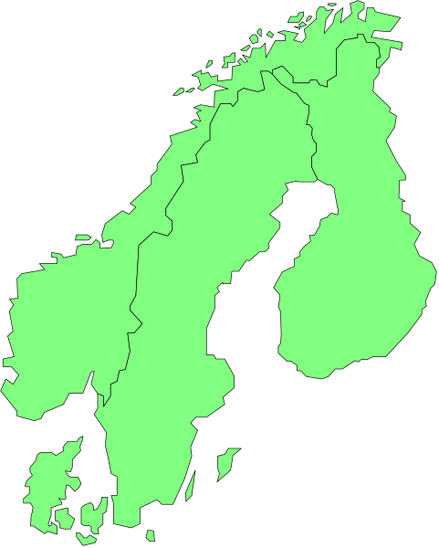 The map shows a stylized representation of Scandinavia with Sweden highlighted by green coloring; it is overlaid on top of an image that appears to be a satellite view from space showing Earth's atmosphere and clouds, but without any specific details about those elements due to the focus being solely on the map.
