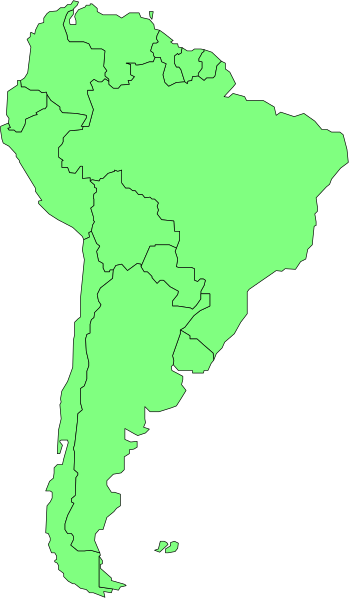 The map shows South America with Brazil highlighted; it's a simple outline without any additional details like cities or topography features.
