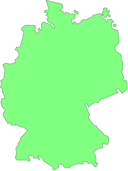 The map shows a stylized representation of Germany with its states outlined in green against a dark background.