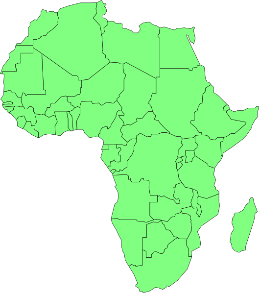 The map shows Africa with countries highlighted in green coloring.