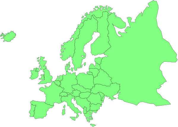 The map shows Europe with a green outline of countries; it's overlaid on top of an illustration that looks like a face wearing glasses.
