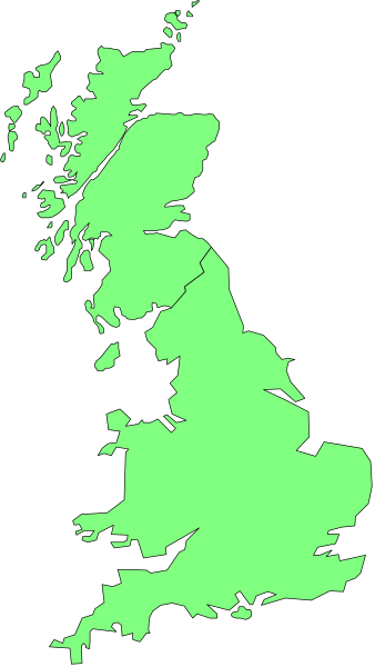 The map of England with a green overlay on it.