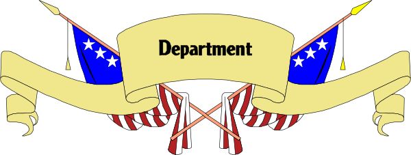 The image shows a cartoon of an American flag on top of a police car with "DEPARTMENT" written across it in bold letters atop two crossed swords.