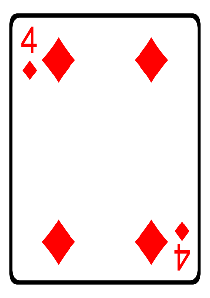 The card shows a royal flush of diamonds with four aces on top.