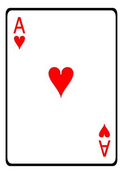 The card shows a heart symbol on it with an ace of spades above it.