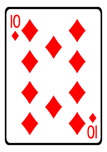 The card shows a royal flush of diamonds with four aces on top.
