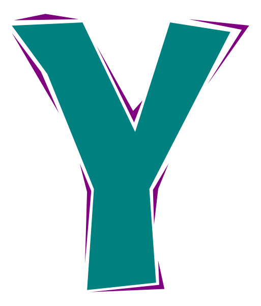 The image shows a graphic with an oversized letter "Y" on top of another smaller capital letter 'E'.