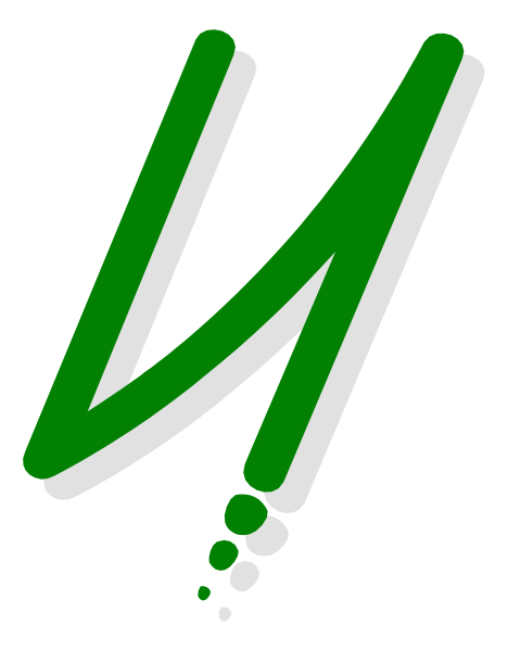 The image shows a stylized letter "V" with an abstract design that resembles water droplets around it in various shades of green on a black background.