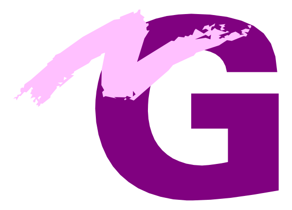 The image shows a purple logo with white text that reads "G" on top of an abstract design resembling mountains in front of water.