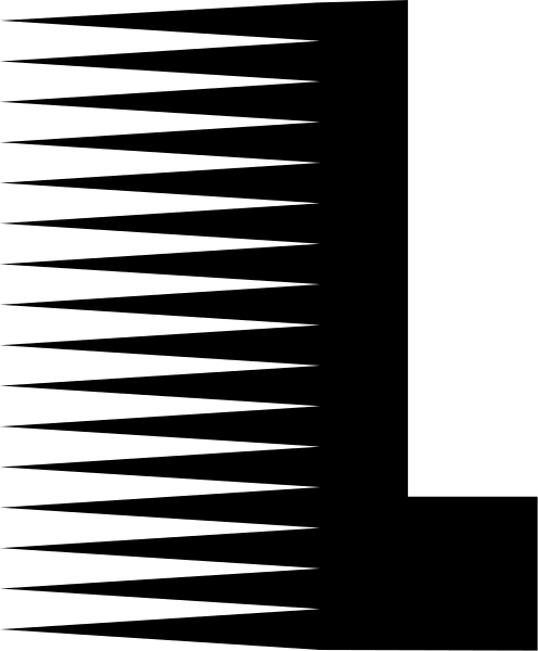 The image shows a black square with white lines creating an abstract pattern against a gray background.