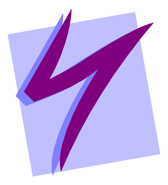 The image shows a purple lightning bolt with number seven on it against a white background.