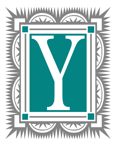 The logo of Yahoo! with a stylized letter "Y" inside an emblematic border featuring decorative elements such as stars and lines radiating from it.