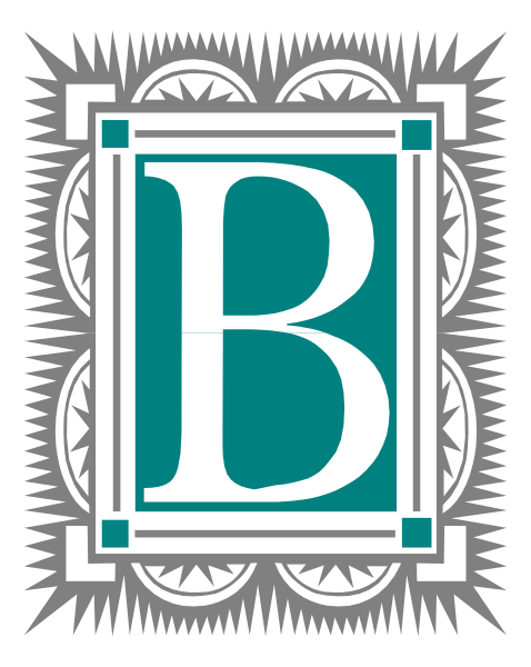 The image shows a logo with an initial 'B' inside it, surrounded by decorative elements such as lines and dots in various patterns around its perimeter.