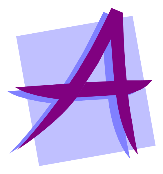 The image shows a stylized letter 'A' with an abstract design on it against a white background.