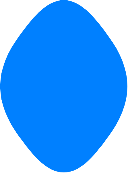 The image shows a blue oval shape with no additional details provided about its surroundings or context within which it is placed.