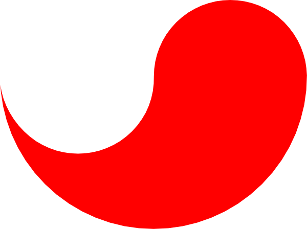 The image shows a red abstract shape that resembles an animal with two horns on its head against a black background.