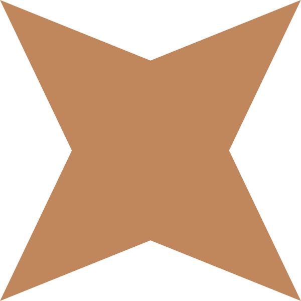 The image shows a stylized orange star with an open design against a black background.