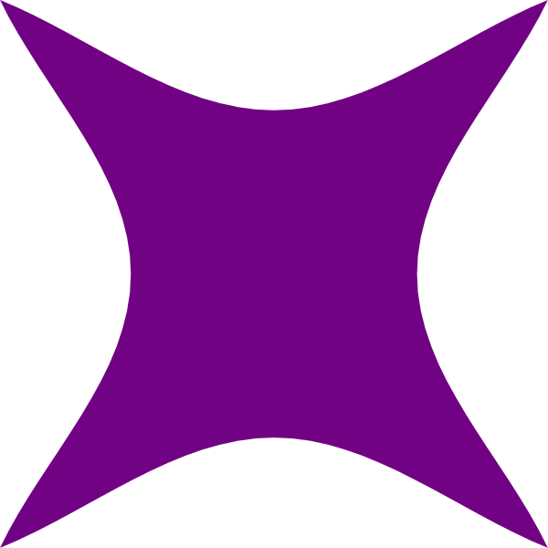 The image shows a purple abstract shape that resembles an irregularly shaped star with multiple points on it against a black background.