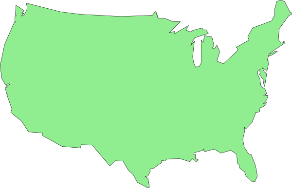 The map of a state with its borders highlighted on it against a black background.