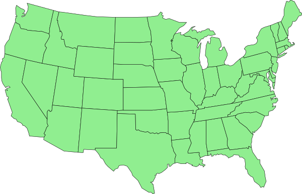 The map shows a section of the United States with green shading on it.