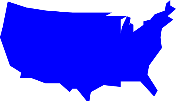 The image shows a stylized map of the United States with blue shading on part of it against a black background.