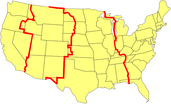 The map shows a red line drawn across several states of the United States with text indicating "Red Line" above it.