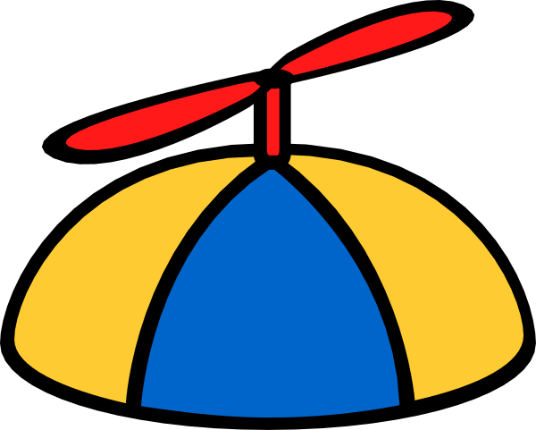 The image shows a stylized depiction of an airplane with its landing gear down flying over what appears to be a blue tent-like structure on top of another object that resembles a yellow dome, set against a dark background.