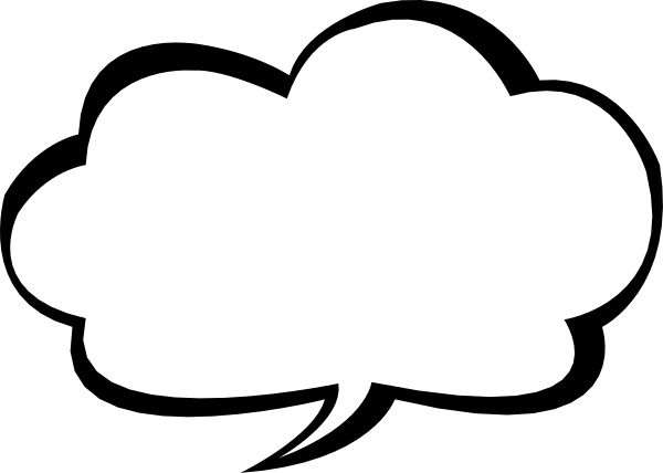 The image shows a black speech bubble with white text inside it against an indistinct background that appears to be dark grey in color.