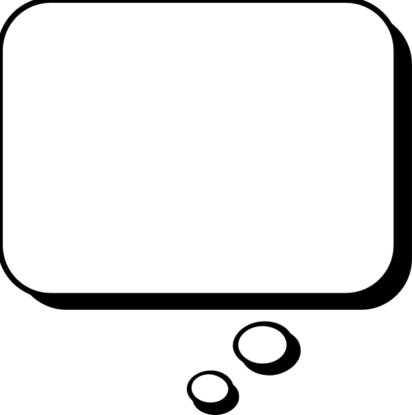 The image shows a black and white cartoon of an envelope with two speech bubbles inside it containing dots that represent thought balloons; there is no text in this clip-art illustration.