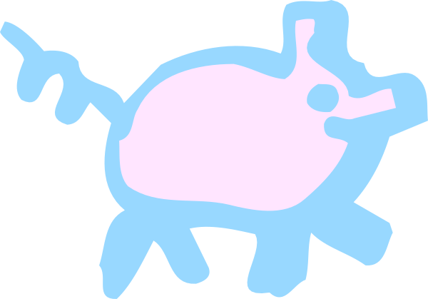 The image shows a blue cartoon of an elephant with its trunk raised upwards towards what appears to be another animal's head on top right corner.