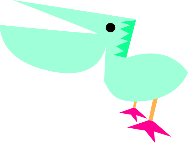 The image shows a cartoon bird with pink legs standing on top of an ice cream cone that is placed inside another larger ice cream cone.