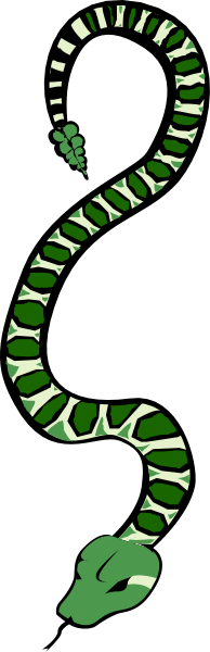 The image shows a black and white photo of an upside down snake with green spots on its body against a grey background.
